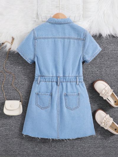 SHEIN Tween Girls' Denim Overall Dress