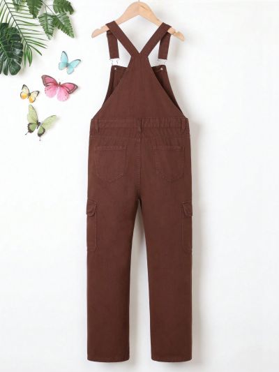 Big Girls' Denim Overalls Jumpsuit With Patches