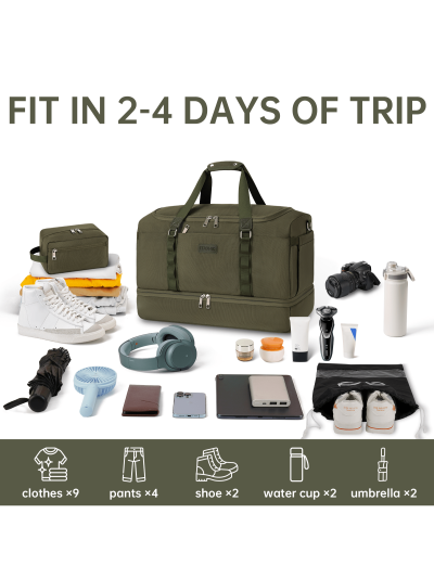 ETRONIK Travel Duffle Bag for Men Women, Carry on Bags for Airplanes with Toiletry Bag, Gym Bag with Shoe Compartment,  Weekender Overnight Bag for Sports Business Trip