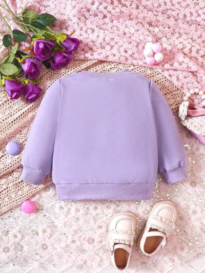 Baby Girls' Cute Letter Printed Round Neck Sweatshirt Family Matching Outfits (4 Pieces Sold Separately)