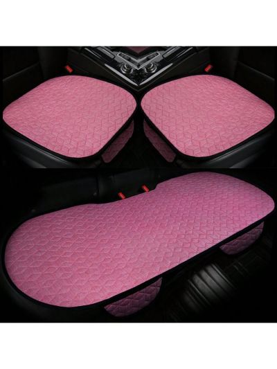 3pcs Breathable Single Piece Universal Fit No Backrest Summer Cooling Car Seat Cushion Set For Women, Linen