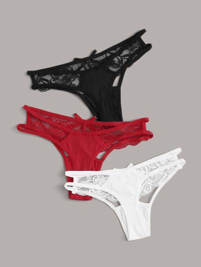 3pack Floral Lace Panty Set