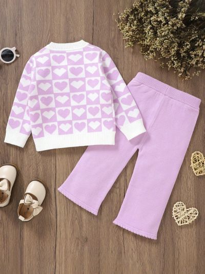 Baby Sweater Set With Heart Design