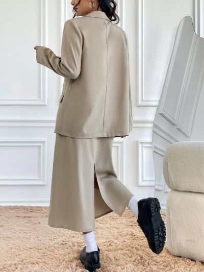 Solid Color Flip Pocket Suit Set