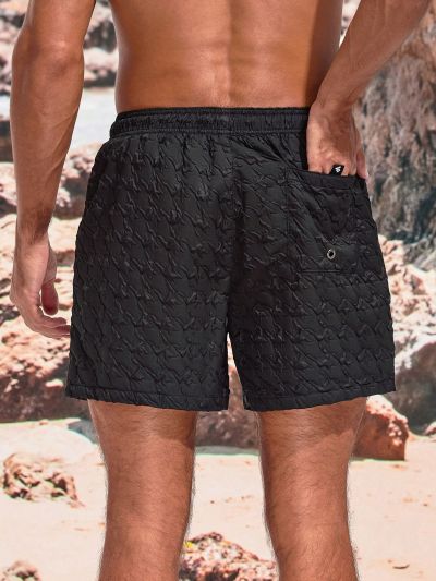Manfinity Swimmode Men's Jacquard Patch Detail Beach Shorts