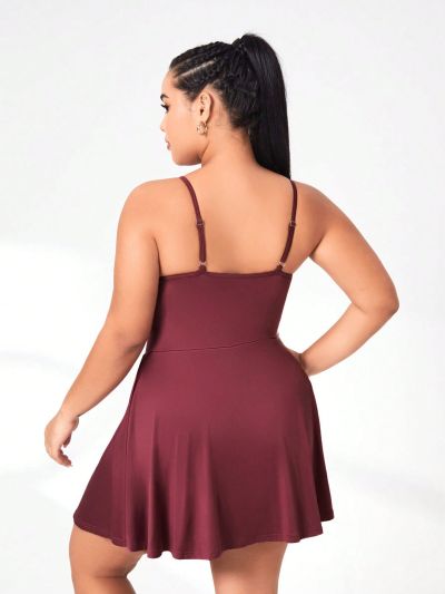 Plus Solid High Stretch Sports Dress