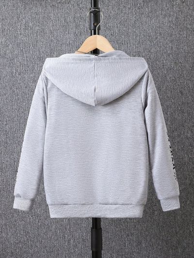 Tween Boys Letter & Spider Print Zipper Front Hoodie