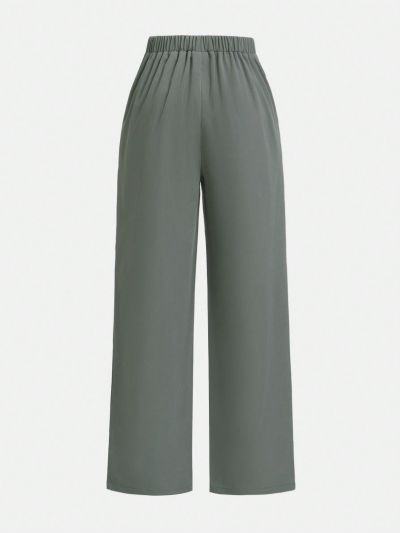 SHEIN Kids HYPEME Teen Girls' Floral Printed Fashionable Woven Wide Leg Pants With Loose Fit