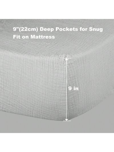 Crib Sheets, Fitted Crib Mattress Sheets Muslin Cotton for Baby, Ultra Soft and Breathable - 28"x 52",100% Muslin Cotton
