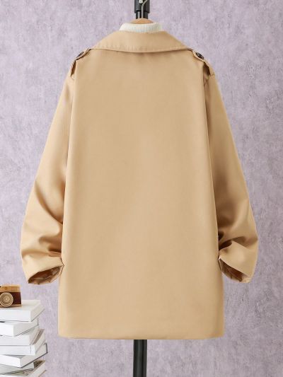 SHEIN Kids EVRYDAY Boys' Double Breasted Windbreaker Jacket With Side Pockets