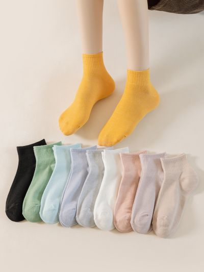 10pairs Simple Solid Socks