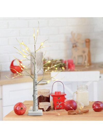Costway 2ft Pre-lit White Twig Birch Tree Battery Powered for Christmas Holiday