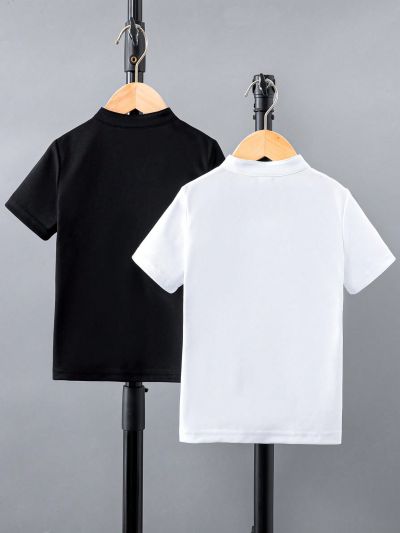 SHEIN Kids QTFun Boys' (little) Solid Color Polo Shirt