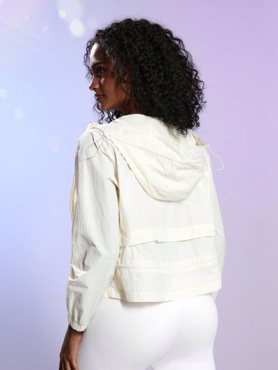 SHEIN Leisure Women's Drawstring Zipper Closure Sports Jacket