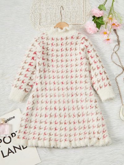 Toddler Girls' Plaid Knit Ruffle Hem Sweater Dress