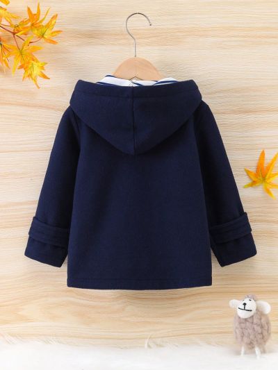Young Girl Dual Pocket Hooded Duffle Overcoat