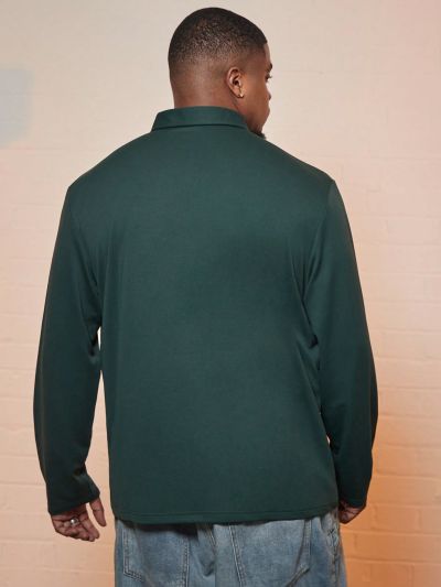 Manfinity Homme Men Plus Letter Graphic Polo Shirt