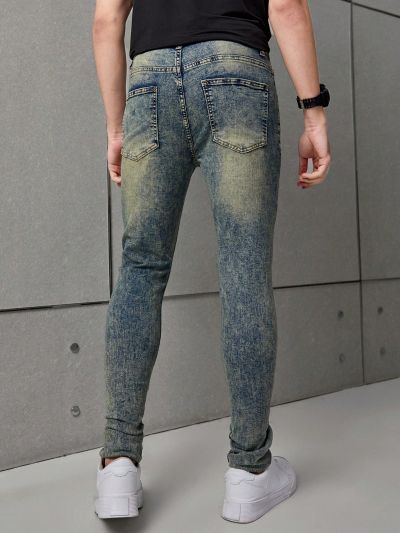 SHEIN Teen Boy's Vintage High Stretch Skinny Fit Casual Comfortable Fashionable Washed Jeans