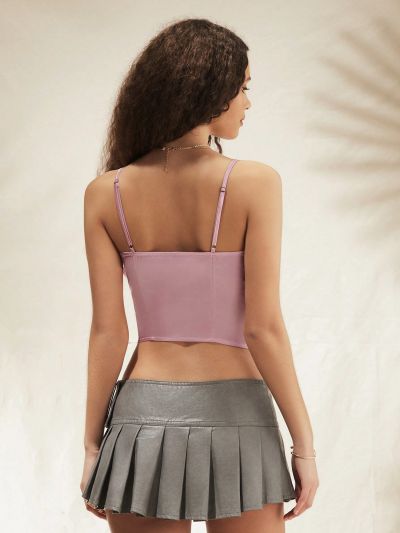 Forever 21 Women's Solid Color Lace-Up Cropped Camisole Top