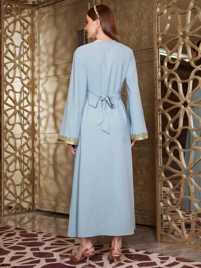 SHEIN Najma Women'S Golden Weave Strap Patchwork Two Piece Set