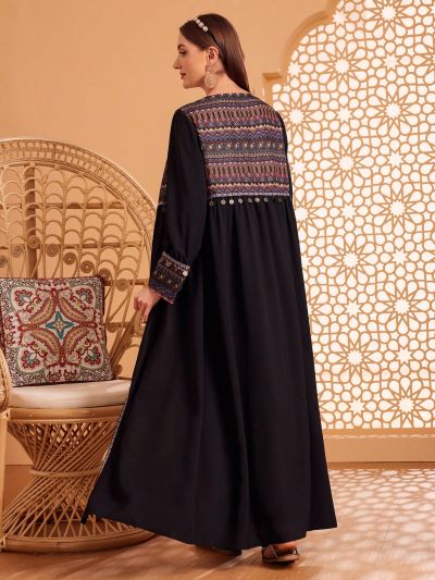 SHEIN Najma Women'S Printed Patchwork Long Robe