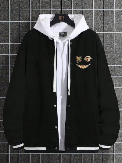 Manfinity EMRG Men's Cartoon Printed Striped Trim Jacket