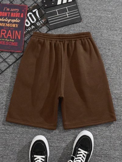 Men Plus Drawstring Waist Slant Pocket Shorts