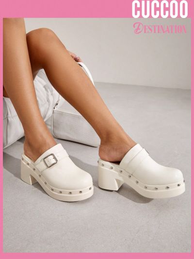 Cuccoo Destination Collection Women Shoes Fashion Chunky White Outdoor High Heel Shoes