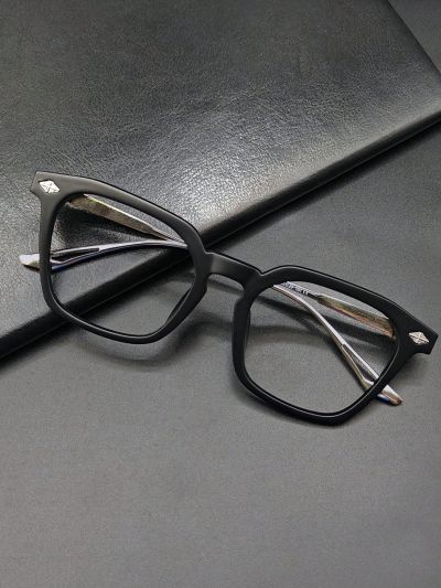 1pc Fashionable Men's Stainless Steel Alloy Simple Anti-blue Light Prescription Glasses