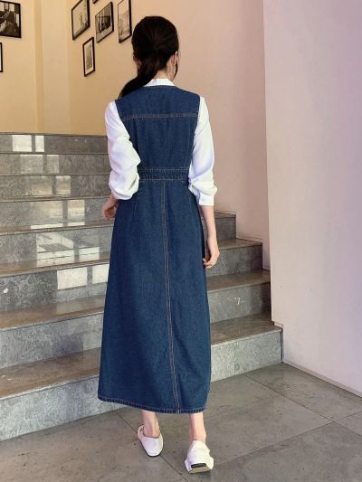 DAZY Women's Denim Dress With Button Design