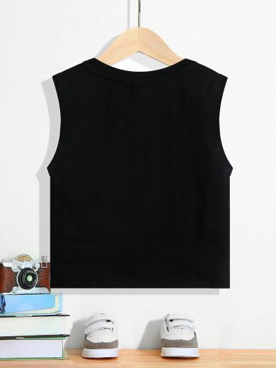 SHEIN Cute And Comfortable Skateboard Boy Bank Wide Shoulder Vest Top For Boys