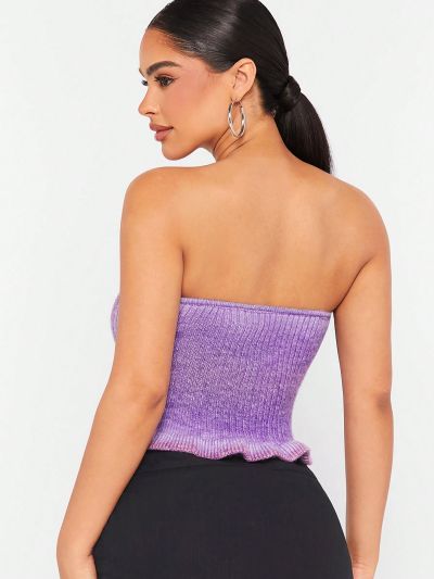 29th Street Ombre Sweater Knit Ruffle Hem Tube Top