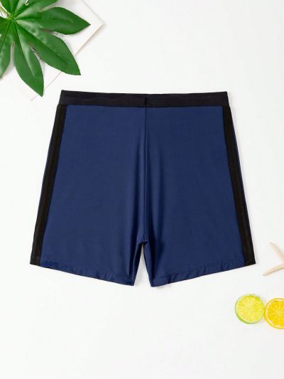 SHEIN Teenage Boys' Colorblock Swim Trunks