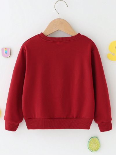 Girls' Cartoon Printed Round Neck Sweatshirt