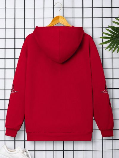SHEIN Teen Boys' Casual Street Cool Spider Printed Zip Up Hoodie