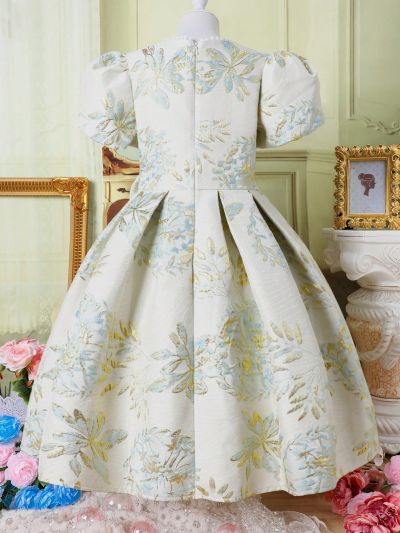 Tween Girls' Elegant Dress With Embroidered Satin And Flowers
