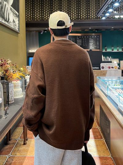 Manfinity Hypemode Men'S Drop Shoulder Fish Pattern Colorblock Sweater