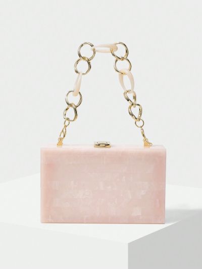 MOTF PREMIUM GEOMETRIC BUCKLE DETAIL CHAIN STRAP DETAIL BOX BAG