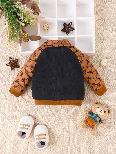 Baby Boy Letter Embroidery Raglan Sleeve Jacket