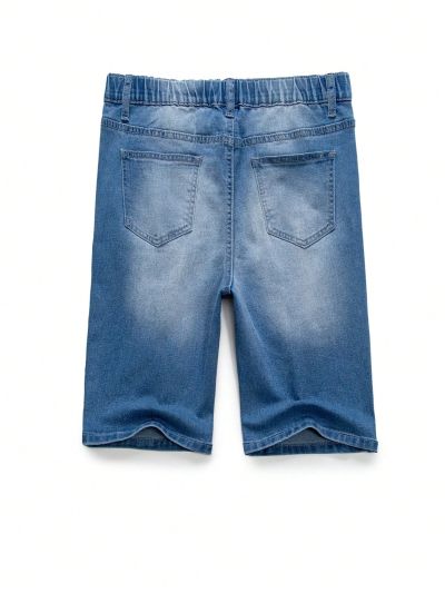 SHEIN Teenage Boys' Mid-to-low Rise Slim Fit Stretch Denim Shorts
