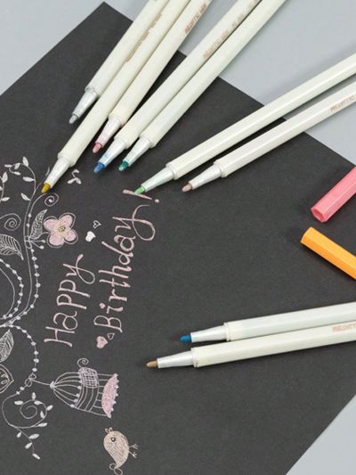 12pcs/set Metallic Paint Marker Pen, For Wax Seal, Doodling, Painting And Coloring On Template