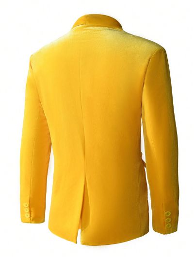 Men Solid Single Button Blazer