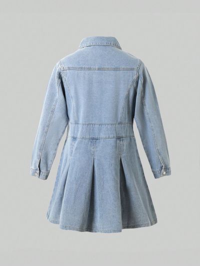Teen Girl Casual And Fashionable Denim Dress For Everyday Wear
