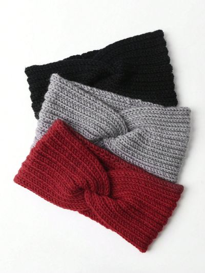 3pcs Women's Multicolor Knitted Headbands, Suitable For Daily Wear, Warm And Comfortable