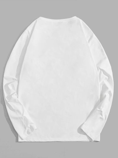 Manfinity Homme Men T-Shirts Fit Crew Neck Long Sleeve Slogan Tee Casual Fashion Men Clothes