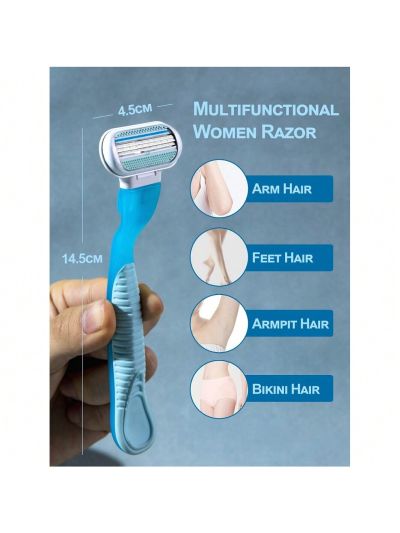 Women's Shaving Razor For Legs, Underarms And Private Area, 3-layer Blade, Manual, Men's Shaving Razor Included