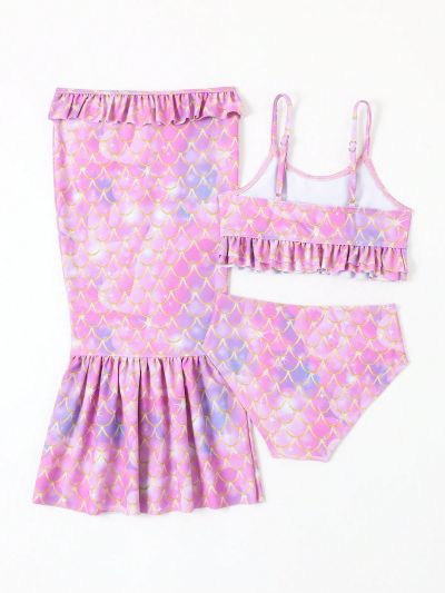 Girls' (toddler/little Kid) Mermaid Scale Printed Swimsuit Set