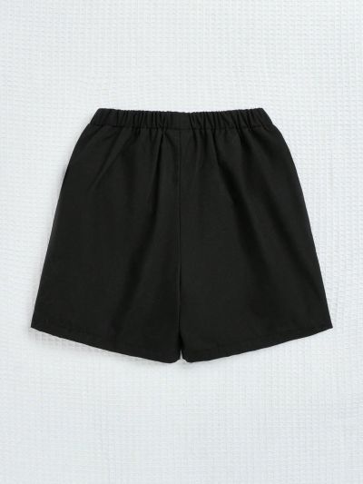 SHEIN Boys' Comfortable Leisure Woven Label Woven Shorts With Printed English Words