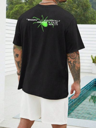 Manfinity Homme Men's Plus Size Letter Print Round Neck T-shirt