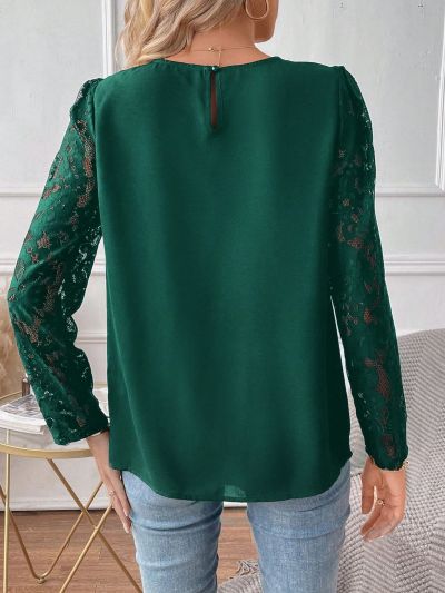 SHEIN Clasi Women's Lace Puff Sleeve Shirt